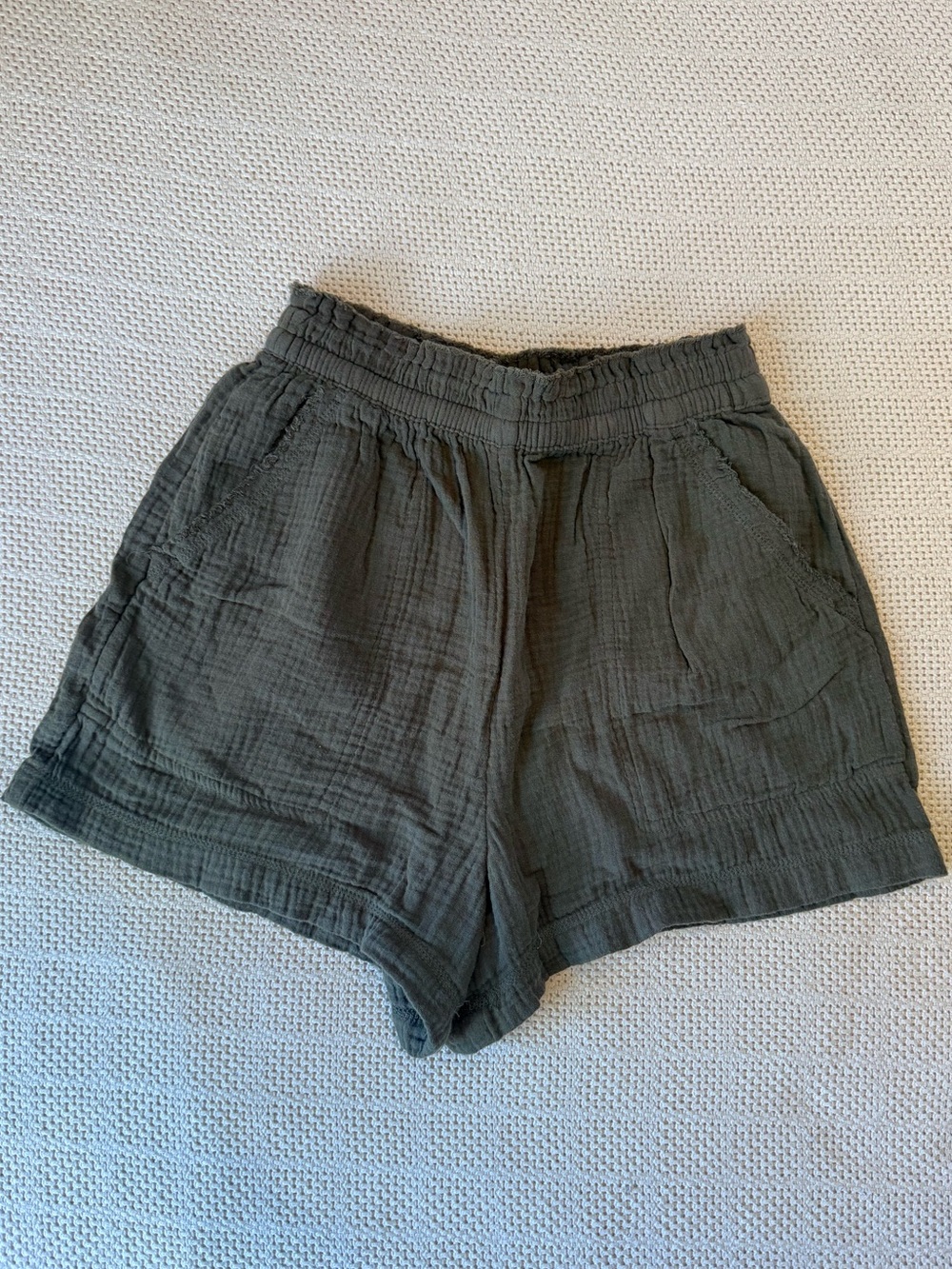 Aerie poolside Olive Green High Waist Cotton Gauze Shorts xs